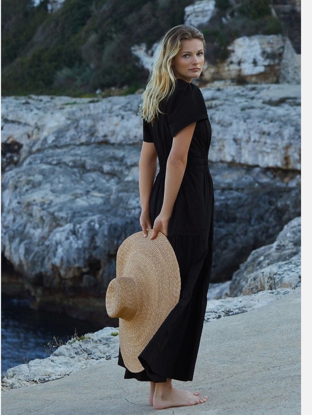 Anthropologie Black Somerset Maxi Dress